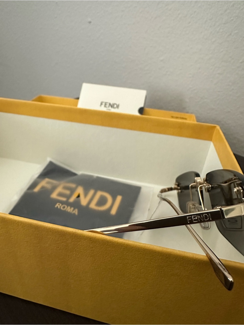 FENDI First Crystal Rimless Rectangular Sunglasses - Picture 4 of 6
